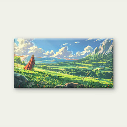 Knight Girl Medieval Illustrati Wall Art Canvas Office Home Room Framed 120x60cm - Bella Home Decor
