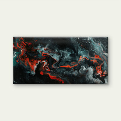 Abstract Liquid Red Black Wall Art Canvas Office Home Room Framed 120x60cm