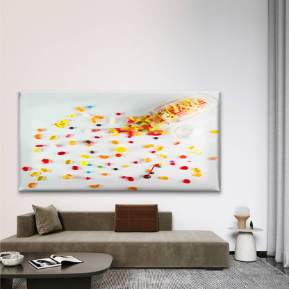 Candies Spilled From Glass Jar Wall Art Canvas Office Home Room Framed 120x60cm