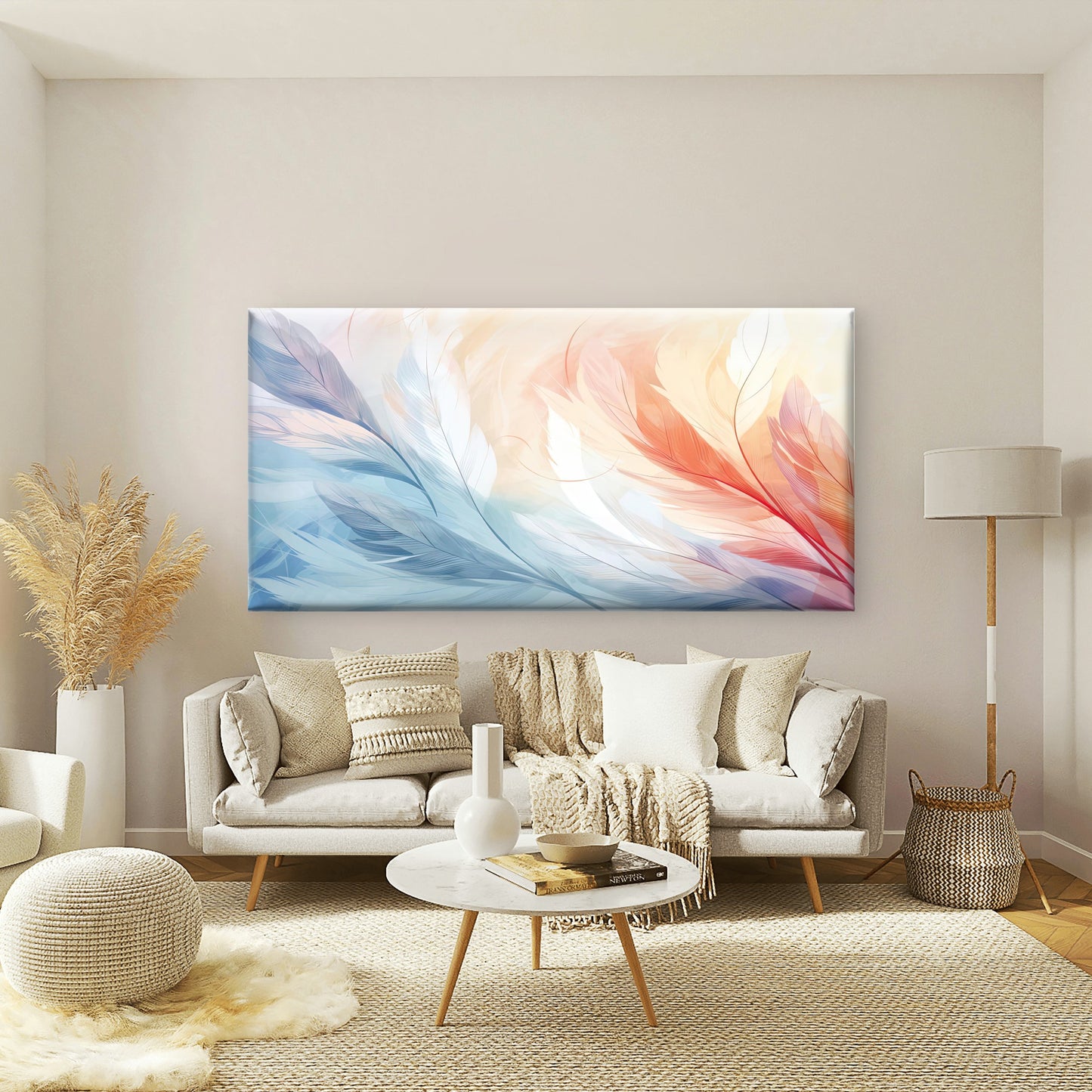 Whispers of Soft Feathers Wall Art Canvas Office Home Room Framed 120x60cm - Bella Home Decor