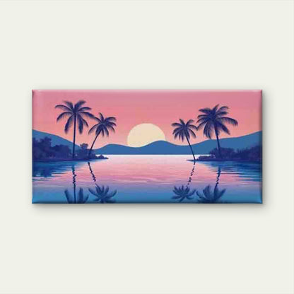 Tropical Sunset Landscape Wall Art Canvas Office Home Room Framed 120x60cm