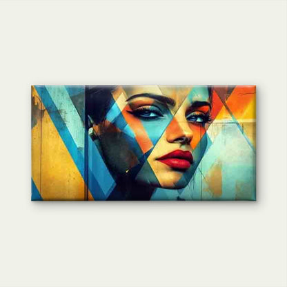 Abstract Geometric Face Wall Art Canvas Office Home Room Framed 120x60cm