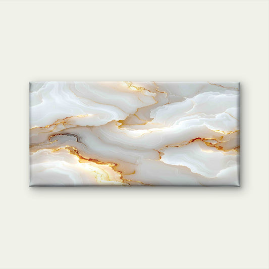 Elegant White Marble With Gold Wall Art Canvas Office Home Room Framed 120x60cm