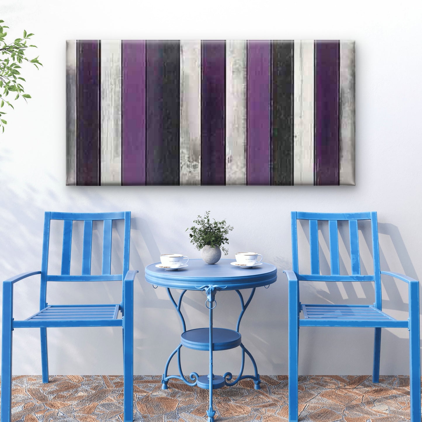 Purple Panel Abstract Wall Art Canvas Office Home Room Framed 120x60cm