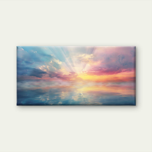 Dreamy Pastel Sea Sunrise Wall Art Canvas Office Home Room Framed 120x60cm