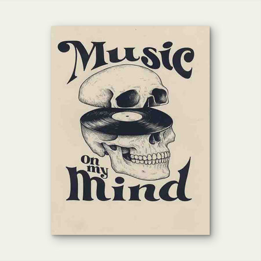 Skull Vinyl Art Modern Retro 60x90cm Metal Print Ready to Hang