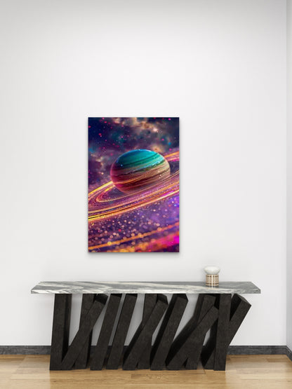 Vibrant Galactic Planet 60x90cm Metal Print Ready to Hang
