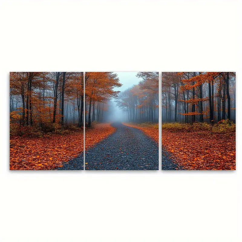 3pcs Mystic Foggy Autumnal Woodland  Metal Print Ready to Hang Art