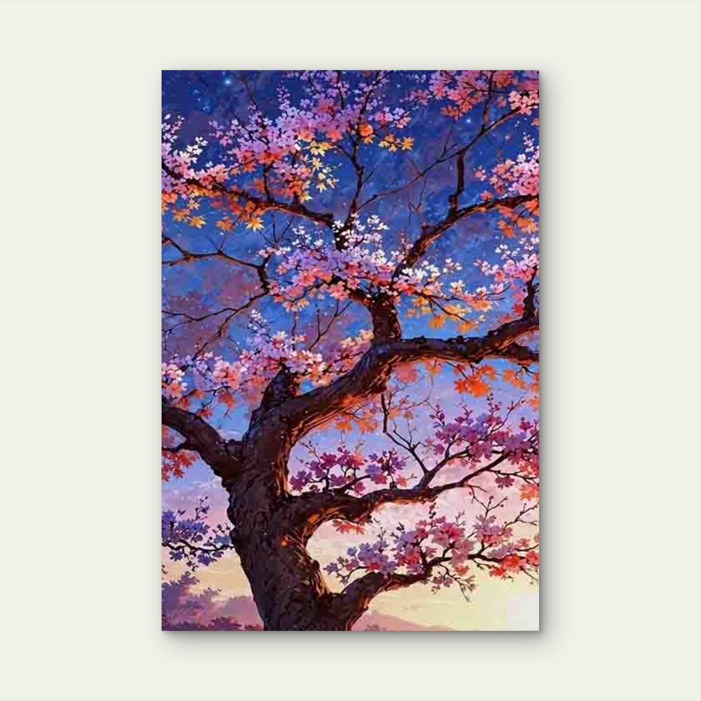 Pink & Purple Sakura Design Metal Print Ready to Hang