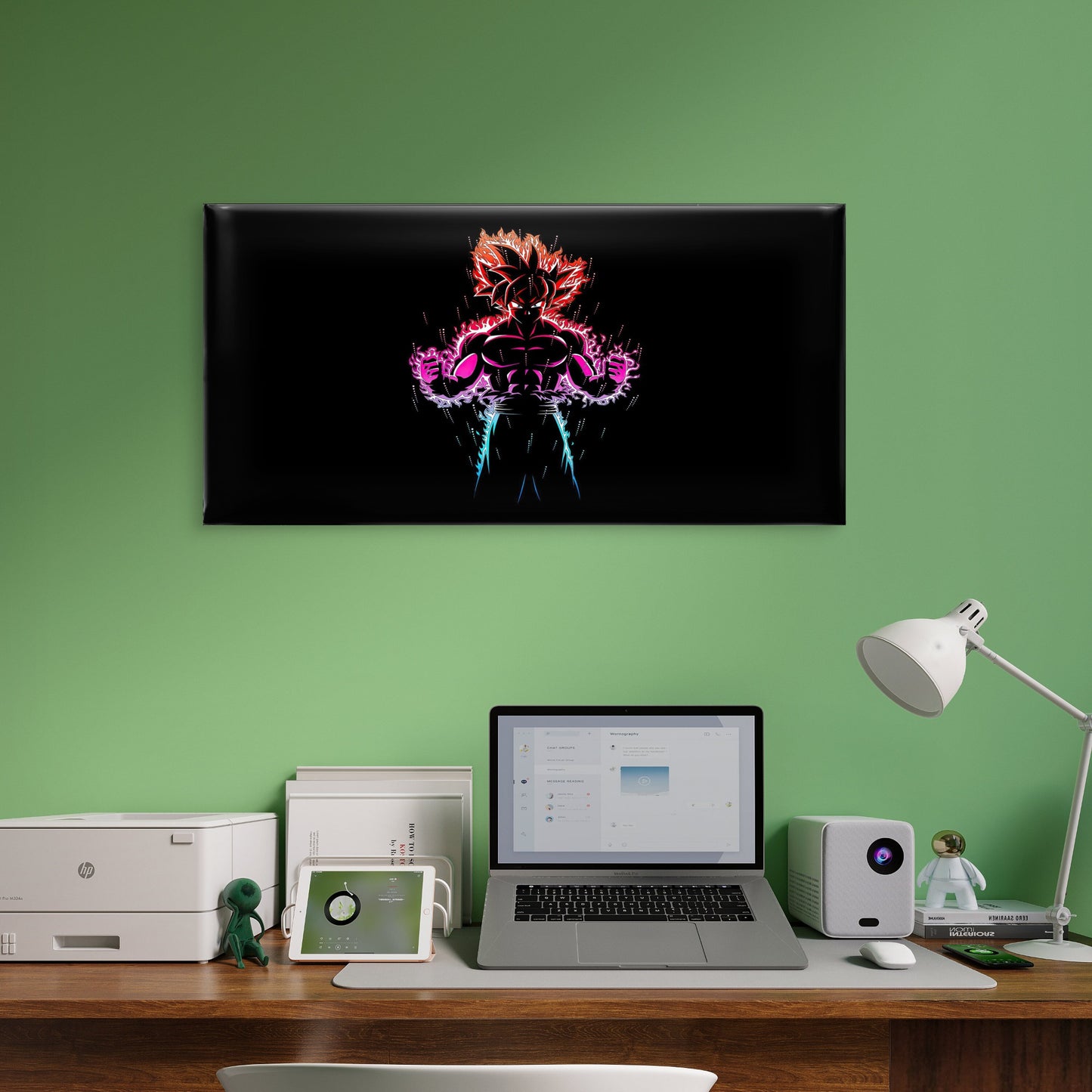 Dark Manga Power Glow Wall Art Canvas Office Home Room Framed 120x60cm