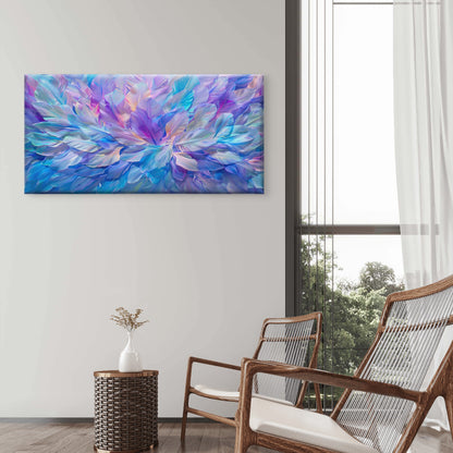 Modern Violet Fluffy Feather Wall Art Canvas Office Home Room Framed 120x60cm