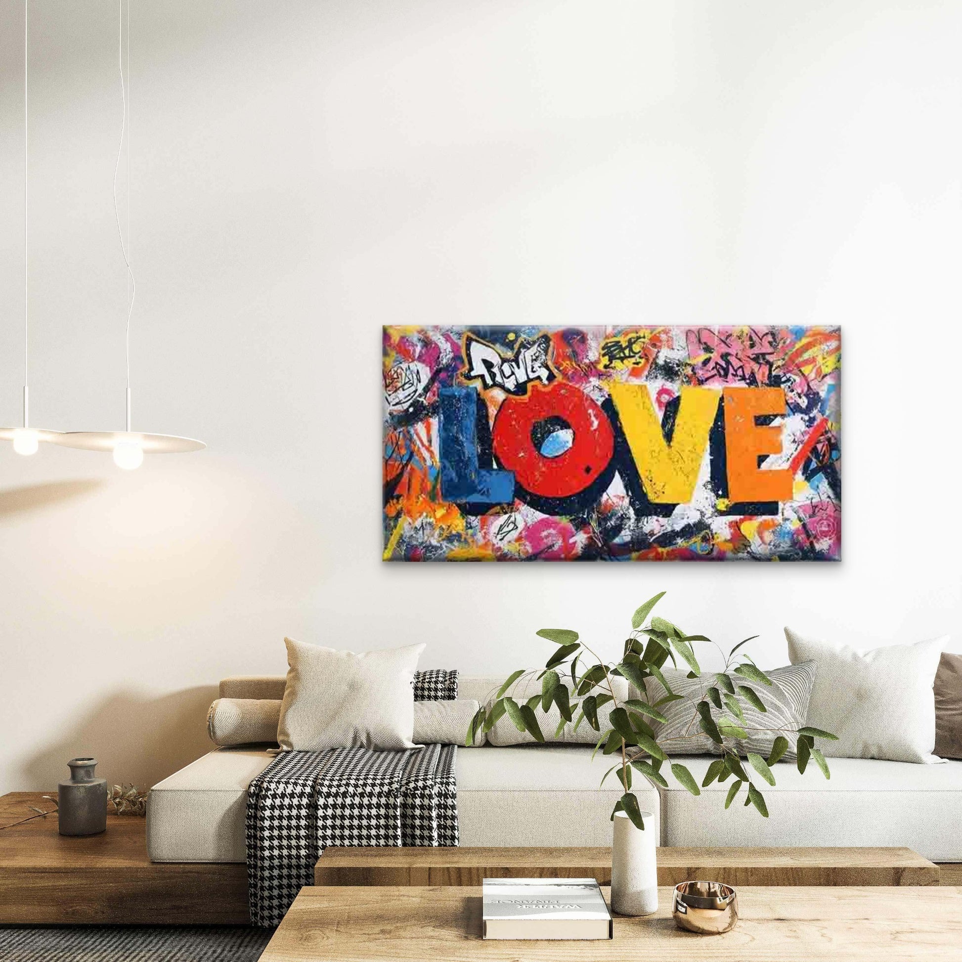 Graffiti-Style Multicolor Wall Art Canvas Office Home Room Framed 120x60cm - Bella Home Decor