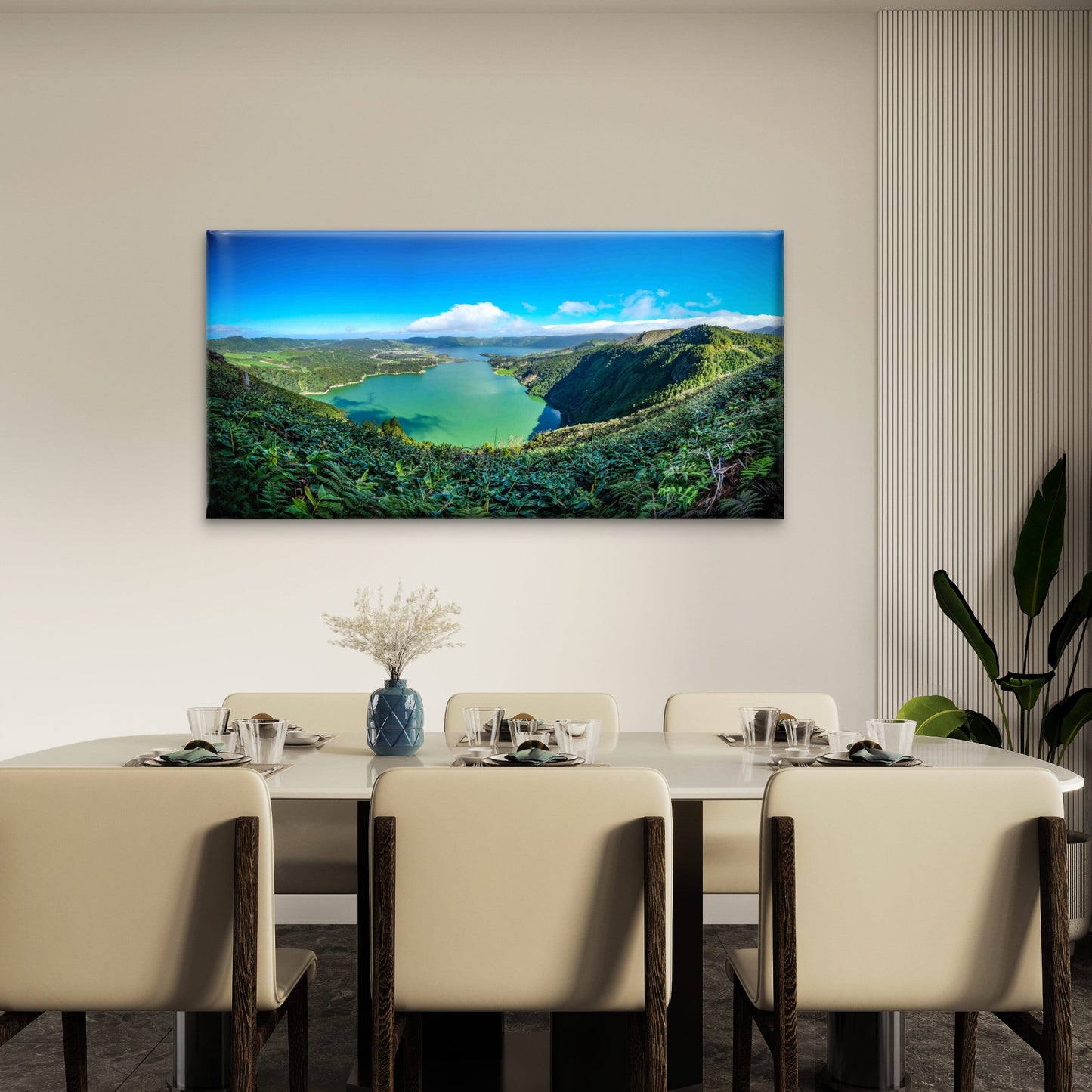 Lake Surrounded By Mountains Wall Art Canvas Office Home Room Framed 120x60cm