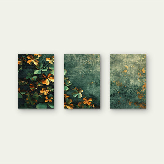 3pcs Teal Gold Leaf Botanical Abstract Wall Art Set Canvas Framed 50x70cm - High Quality Print 100% Australian Made Wall Canvas Ready to Hang