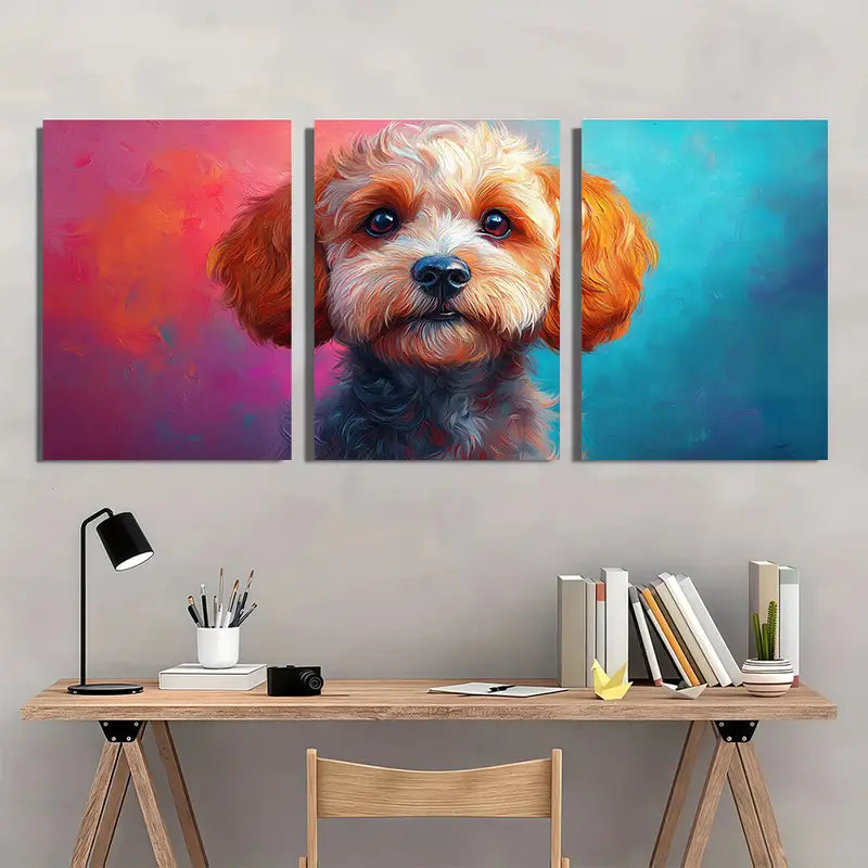 3pcs Abstract Modern Colorful Cockapoo Dog Wall Art Set Canvas Framed 50x70cm - High Quality Print 100% Australian Made Wall Canvas Ready to Hang - Bella Home Decor
