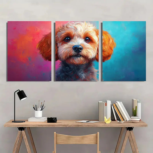 3pcs Abstract Modern Colorful Cockapoo Dog Wall Art Set Canvas Framed 40x60cm - High Quality Print 100% Australian Made Wall Canvas Ready to Hang
