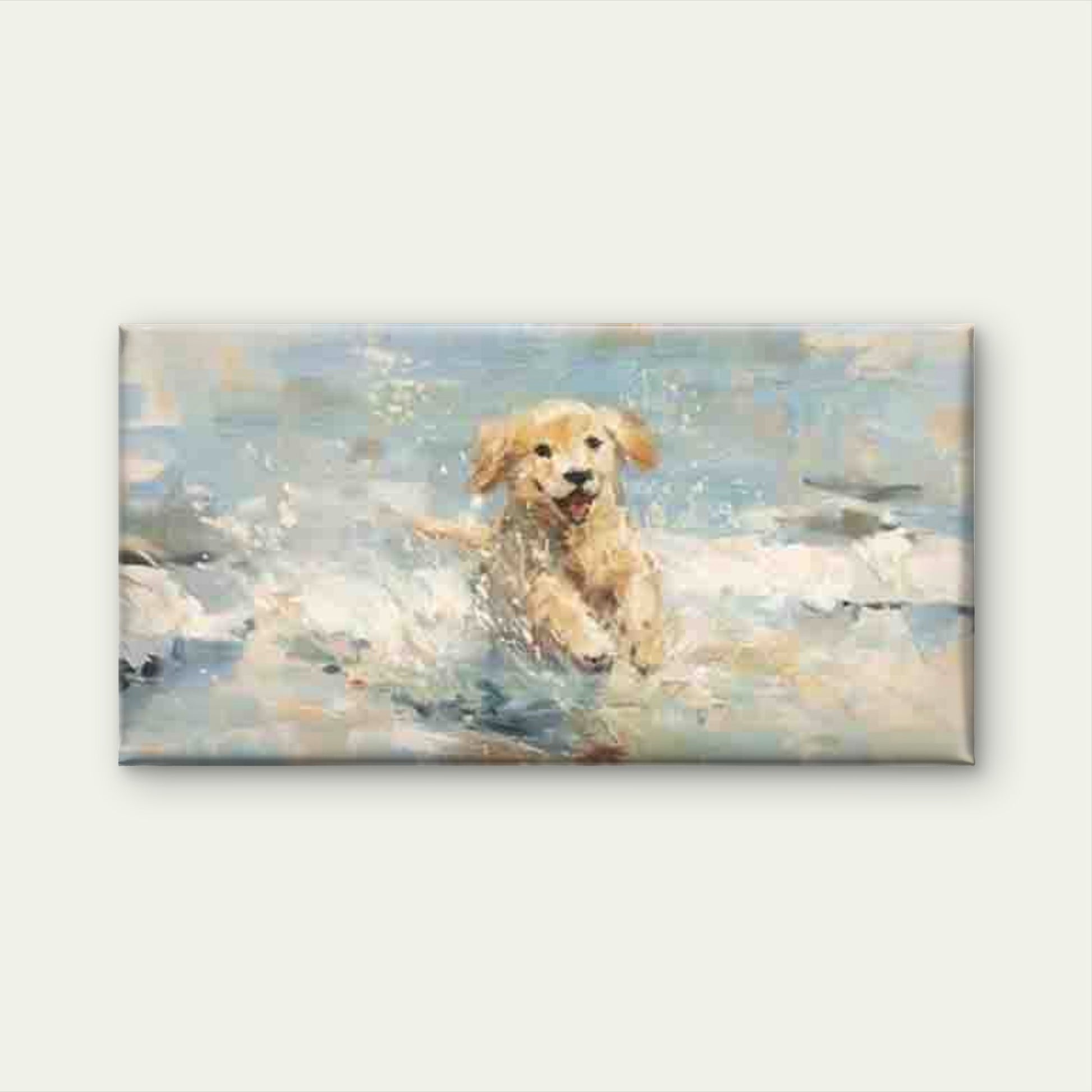 Puppy Ink Painting Wall Art Canvas Office Home Room Framed 120x60cm - Bella Home Decor