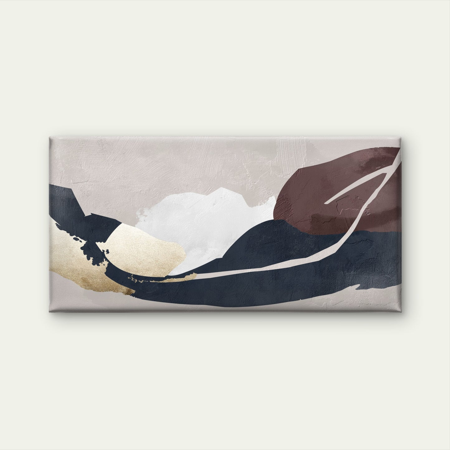 Abstract Navy Brown Gold Foil Modern Wall Art Canvas Office Home Framed 120x60cm