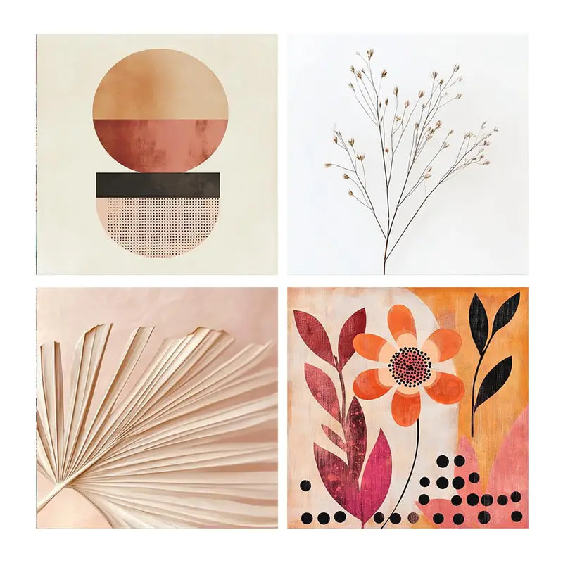 4pcs Bohemian VibesWall Art Canvas Framed