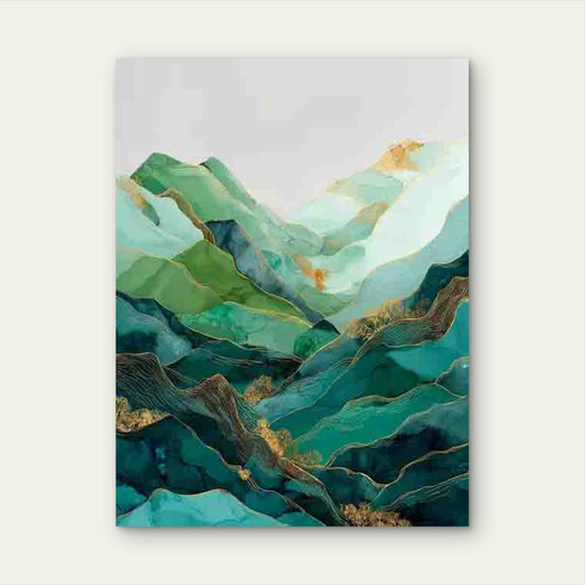 Abstract Green Mountains 60x90cm Metal Print Ready to Hang