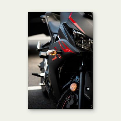 Yamaha YZF R15 Matte Black Red Sportbike 40x60cm Metal Print Ready to Hang