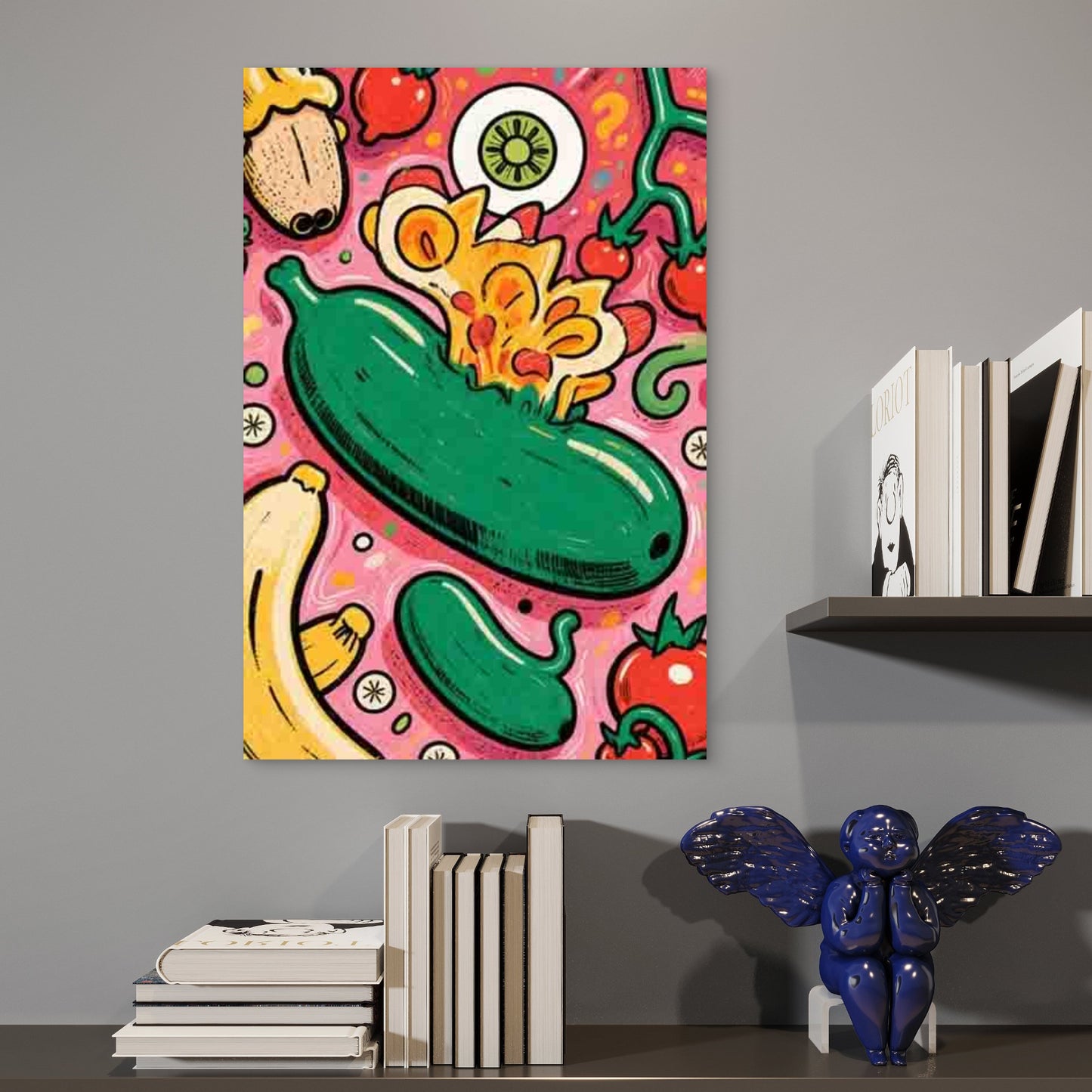 Vegetable-Themed Abstract Art Style Metal Print Ready to Hang - Bella Home Decor