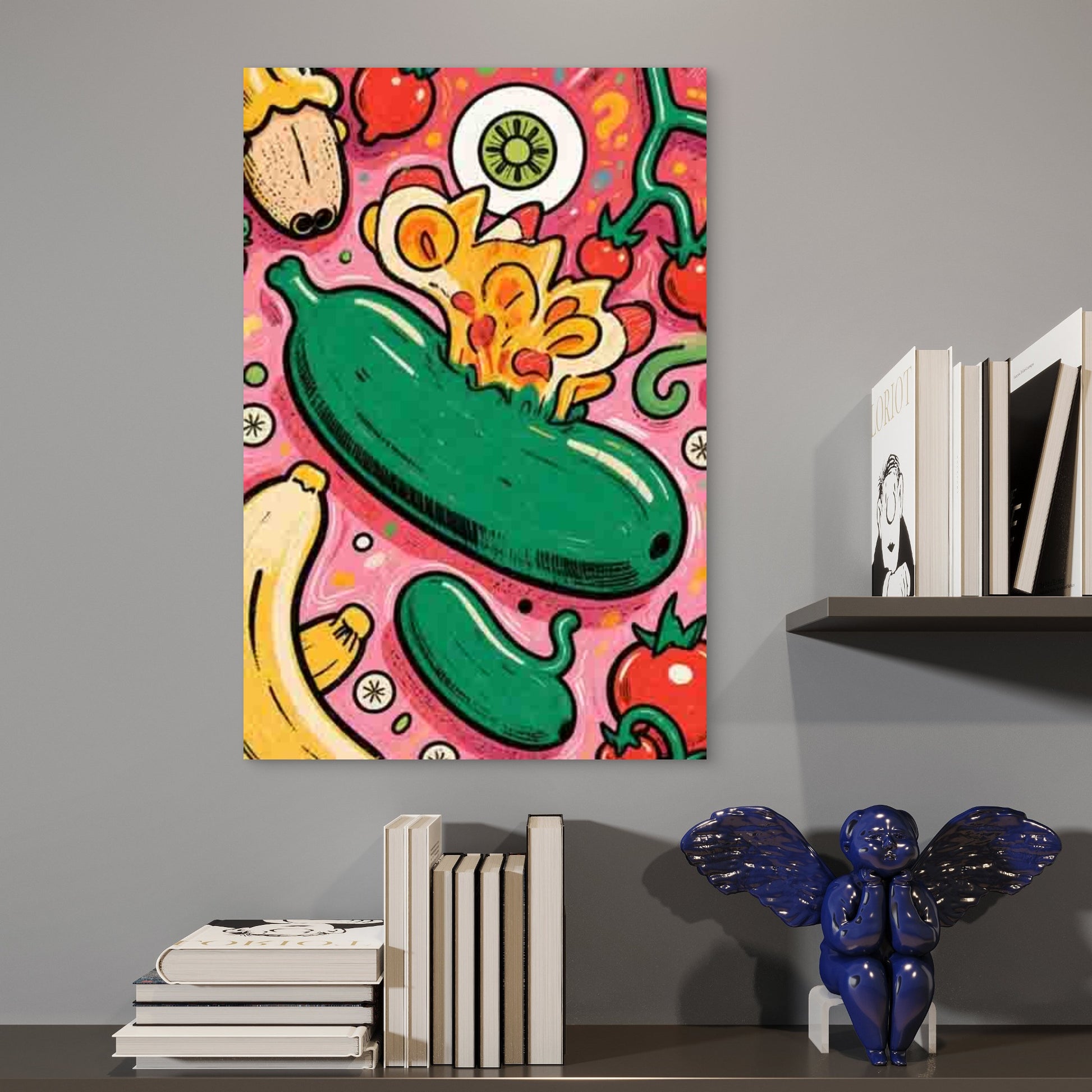 Vegetable-Themed Abstract Art Style Metal Print Ready to Hang - Bella Home Decor