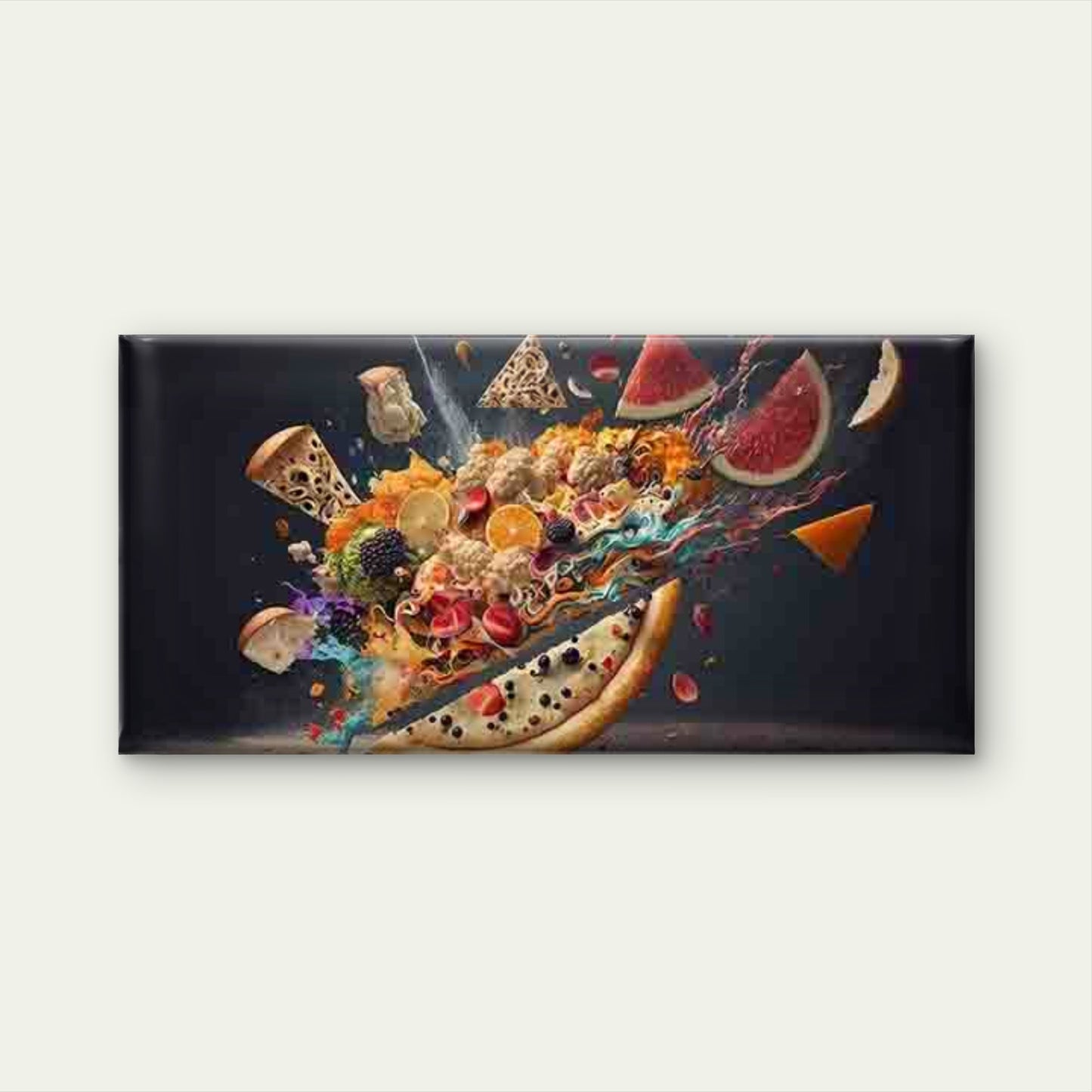Abstract And Culinary Explosion Wall Art Canvas Office Home Room Framed 120x60cm - Bella Home Decor