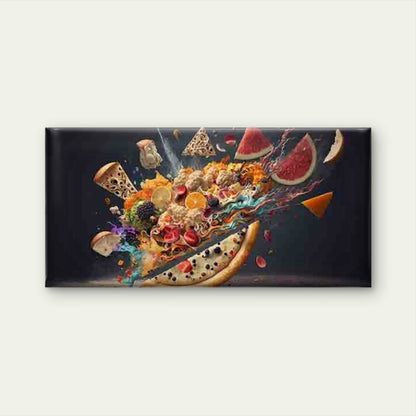 Abstract And Culinary Explosion Wall Art Canvas Office Home Room Framed 120x60cm - Bella Home Decor
