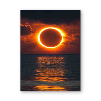 Vibrant Sunset Seascape with Red Circle 40x60cm Metal Print Ready to Hang - Bella Home Decor