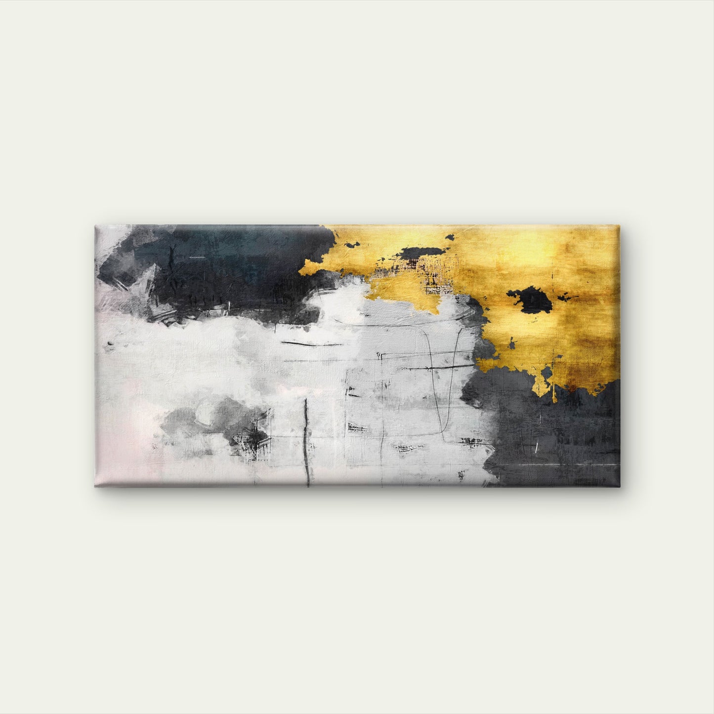 Luxury Abstract Grunge Golden Block Wall Art Canvas Office Home Framed 120x60cm