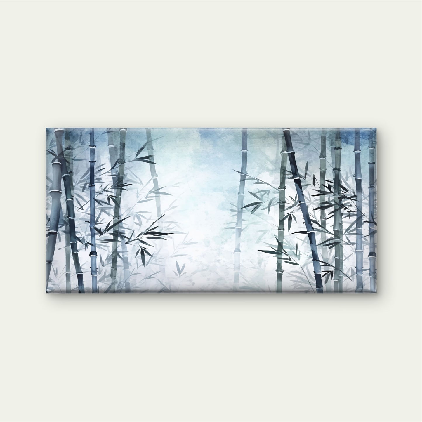 Blue Bamboo Forest Watercolor Paint Wall Art Canvas Office Home Framed 120x60cm