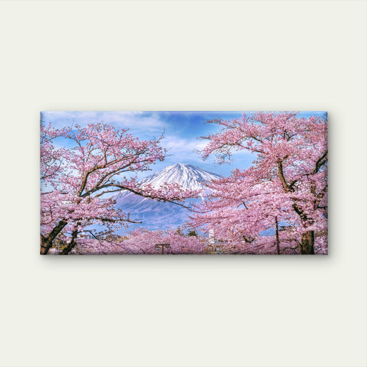 Fuji Framed In Pink Mountain Wall Art Canvas Office Home Room Framed 120x60cm