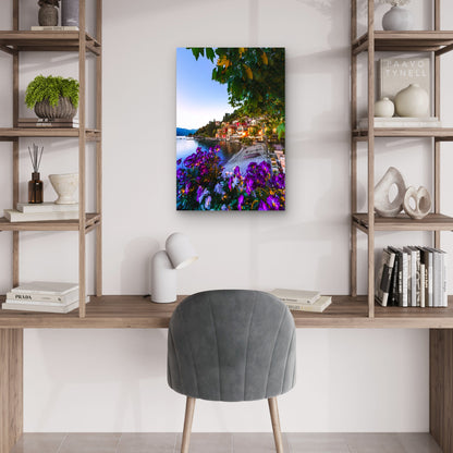 Italy Varenna Lake Como Village Purple 40x60cm Metal Print Ready to Hang