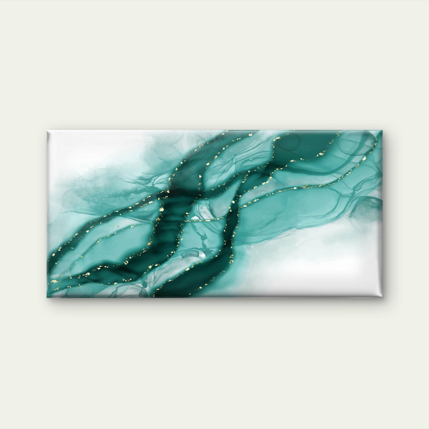 Teal Gold Fluid Waves Wall Art Canvas Office Home Room Framed 120x60cm
