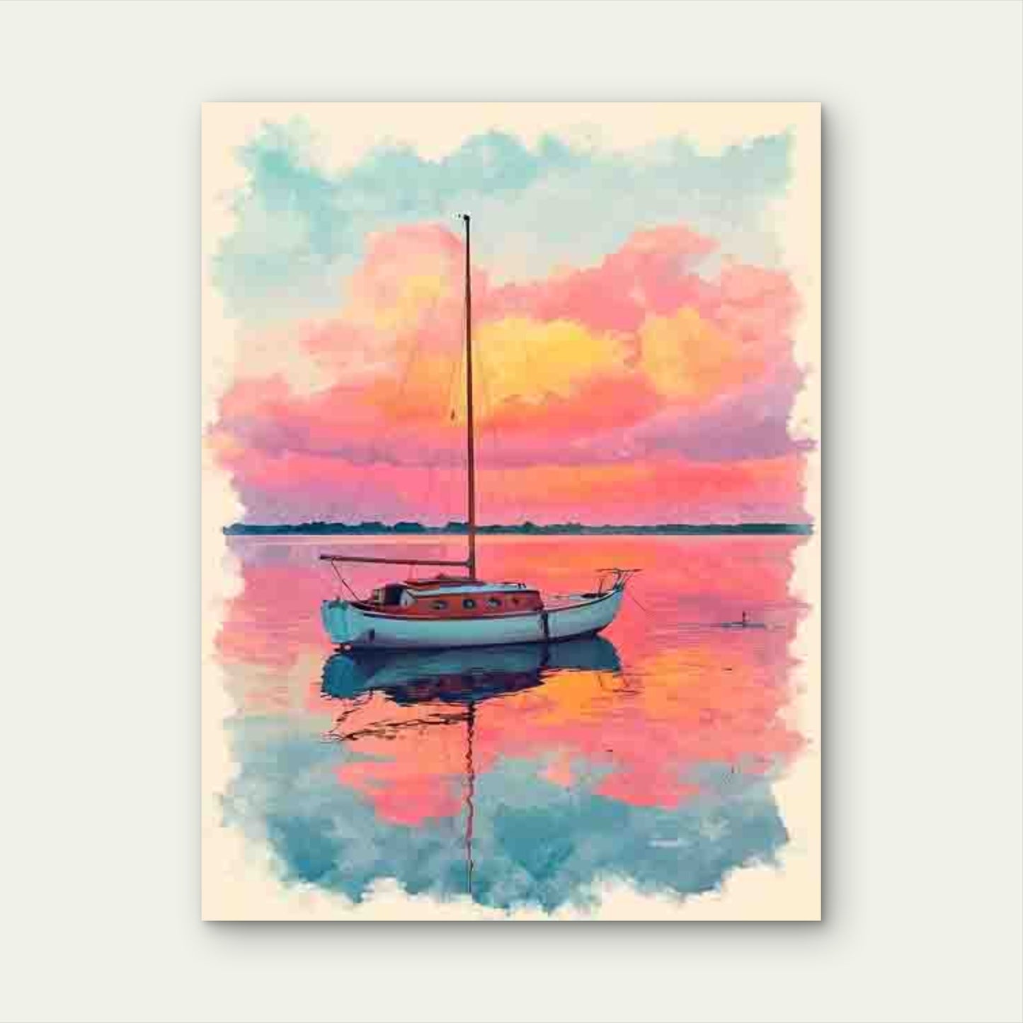 Vibrant Pink & Orange Sunset Nautical 60x90cm Metal Print Ready to Hang
