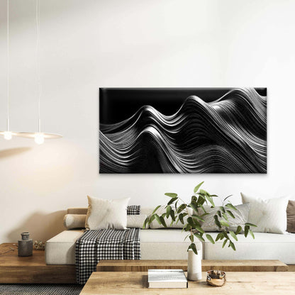Wave Pattern of Black And White Wall Art Canvas Office Home Room Framed 120x60cm - Bella Home Decor