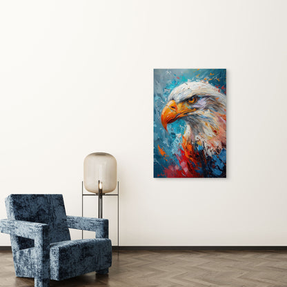 Abstract Oil Palette Knife Bald Eagle 40x60cm Metal Print Ready to Hang