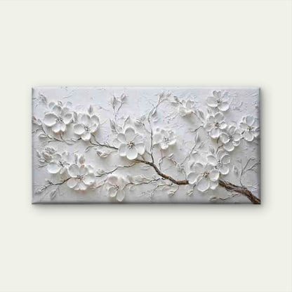 White Flowers on a Branch Wall Art Canvas Office Home Room Framed 120x60cm - Bella Home Decor