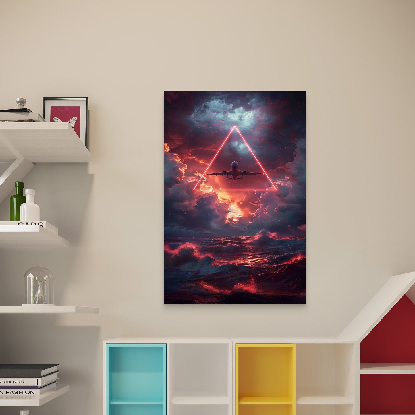 Bermuda Triangle With Mystical Neon 40x60cm Metal Print Ready to Hang - Bella Home Decor