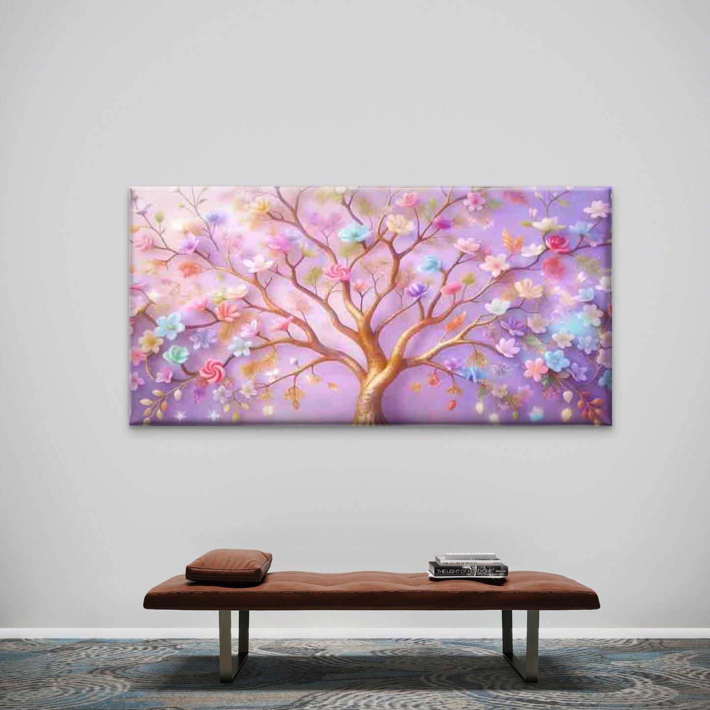Whimsical Candy Flower Tree Wall Art Canvas Office Home Room Framed 120x60cm