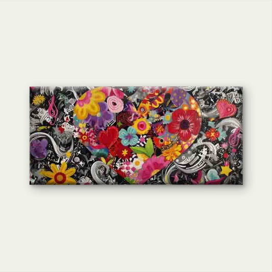 Abstract Floral with Flower Wall Art Canvas Office Home Room Framed 120x60cm