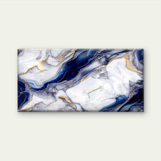 Abstract Marble Navy Blue White Wall Art Canvas Office Home Room Framed 120x60cm