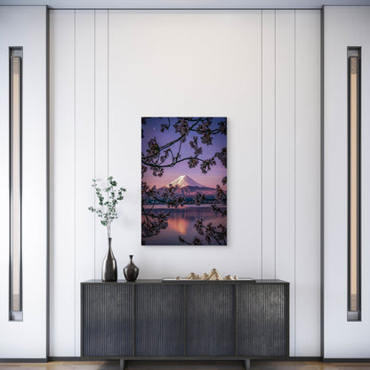 Mount Fuji and Cherry Blossoms from Lake Kawaguchi 60x90cm Metal Print Ready to Hang