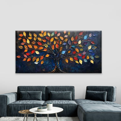 Abstract Tree with Vibrant Leav Wall Art Canvas Office Home Room Framed 120x60cm