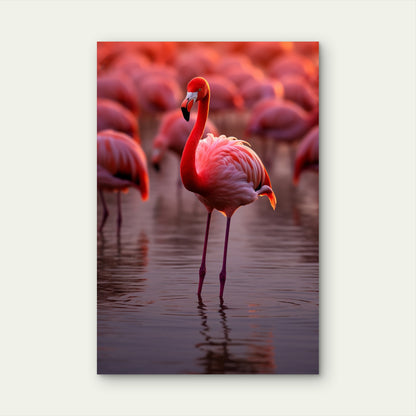 Beautiful Flamingos Lake 40x60cm Metal Print Ready to Hang