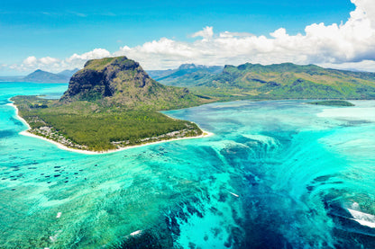 Mauritius Island With Beach Glass Framed Wall Art, Ready to Hang Quality Print