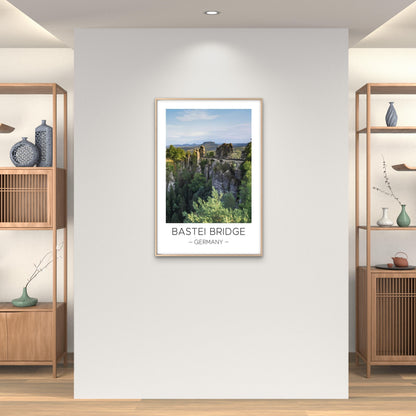 Bastei Bridge Over Saxon Switzerland Cliffs Travel Poster Print Wall Art - Bella Home Decor