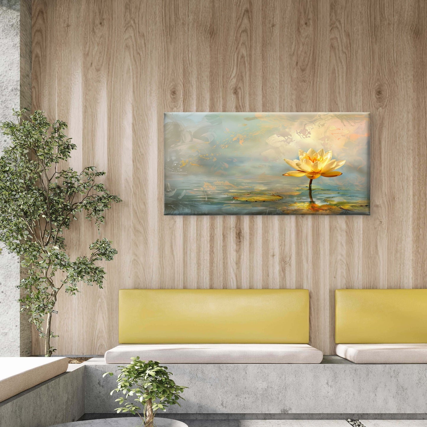 Abstract Art Style Flowers Leaves Decoration Wall Art Canvas Office Home Room Framed 120x60cm