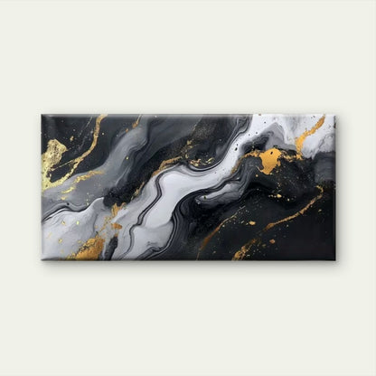 Black & White , Golden Accents Wall Art Canvas Office Home Room Framed 120x60cm